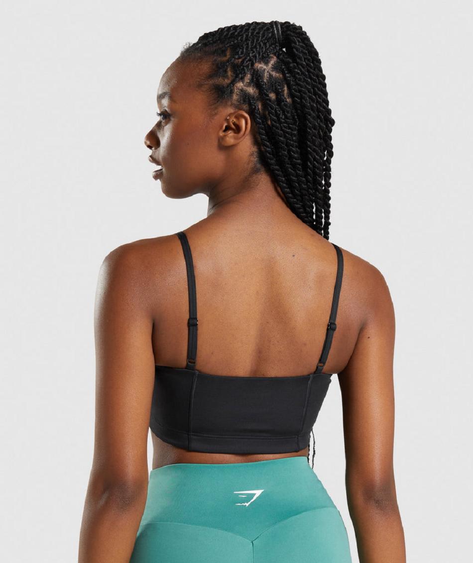 Staniki Sportowe Damskie Gymshark Bandeau Czarne | PL 2890XYU